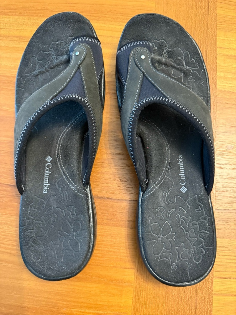 Columbia Women’s Black Leather Thong Sandals - NIB